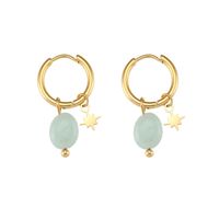1 Pair Classic Style Geometric Plating Stainless Steel Natural Stone Gold Plated Earrings sku image 1
