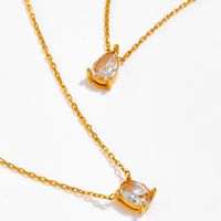 Classic Style Water Droplets Titanium Steel Plating Inlay Zircon 18k Gold Plated Pendant Necklace main image 4
