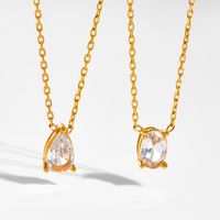 Classic Style Water Droplets Titanium Steel Plating Inlay Zircon 18k Gold Plated Pendant Necklace main image 1
