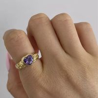 Modern Style Heart Shape Stainless Steel Plating Inlay Zircon 18k Gold Plated Rings main image 1