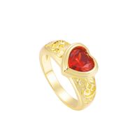 Modern Style Heart Shape Stainless Steel Plating Inlay Zircon 18k Gold Plated Rings sku image 1