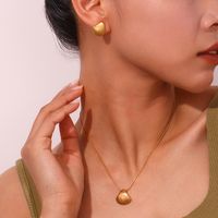Vacation Simple Style Shell Stainless Steel Plating 18k Gold Plated Earrings Necklace main image 2
