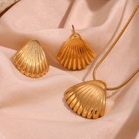 Vacation Simple Style Shell Stainless Steel Plating 18k Gold Plated Earrings Necklace main image 1