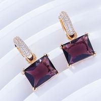 1 Pair Sweet Simple Style Shiny Square Heart Shape Rectangle Inlay Copper Zircon K Gold Plated Rhodium Plated Drop Earrings main image 3