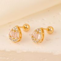1 Pair Elegant Sweet Swan Flower Butterfly Plating Inlay 304 Stainless Steel Copper Zircon Gold Plated Ear Studs sku image 8