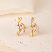 1 Pair Elegant Sweet Swan Flower Butterfly Plating Inlay 304 Stainless Steel Copper Zircon Gold Plated Ear Studs sku image 10