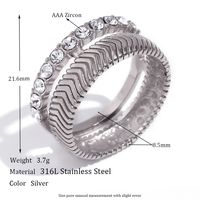 Hip-hop Retro Solid Color Stainless Steel Inlay Rhinestones Rings Earrings Necklace sku image 3