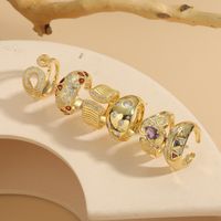 Elegant Luxurious Heart Shape Copper Plating Inlay Zircon 14k Gold Plated Open Rings main image 1