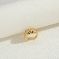 Elegant Luxurious Heart Shape Copper Plating Inlay Zircon 14k Gold Plated Open Rings main image 5