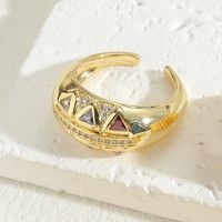 Elegant Luxurious Heart Shape Copper Plating Inlay Zircon 14k Gold Plated Open Rings sku image 4