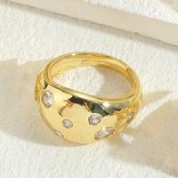 Elegant Luxurious Heart Shape Copper Plating Inlay Zircon 14k Gold Plated Open Rings sku image 1
