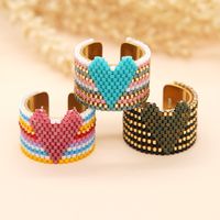 Stainless Steel Glass Sweet Heart Shape Plating Braid Open Rings main image 1