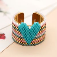 Stainless Steel Glass Sweet Heart Shape Plating Braid Open Rings main image 8