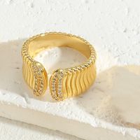 Elegant Luxuriös Herzform Kupfer Überzug Inlay Zirkon 14 Karat Vergoldet Offener Ring sku image 2