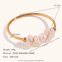 Simple Style Solid Color Stainless Steel Freshwater Pearl Beaded Plating 18k Gold Plated Rings main image 3