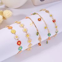 Wholesale Jewelry Simple Style Flower Alloy Gold Plated Plating Bracelets main image 1