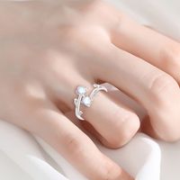 Simple Style Flower Sterling Silver Glass Stone Open Rings In Bulk main image 2
