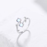 Simple Style Flower Sterling Silver Glass Stone Open Rings In Bulk main image 4