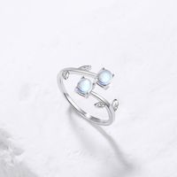 Einfacher Stil Blume Sterling Silber Glasstein Offener Ring In Masse main image 1
