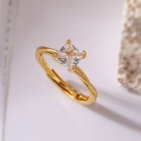 Simple Style Commute Square Copper Plating Inlay Zircon 18k Gold Plated White Gold Plated Open Rings main image 4
