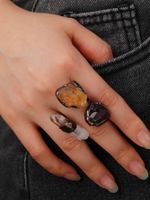 Retro Round Artificial Crystal Inlay Crystal Women's Open Rings main image 1