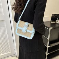 Women's Medium Pu Leather Straw Color Block Elegant Classic Style Square Magnetic Buckle Shoulder Bag Crossbody Bag Square Bag main image 2