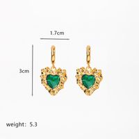 1 Pair Elegant Retro Oval Heart Shape Enamel Plating Inlay Copper Natural Stone Malachite Shell 18k Gold Plated Drop Earrings sku image 4