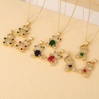 Wholesale Cute Sweet Little Bear 304 Stainless Steel Copper Plating Inlay Gold Plated Zircon Pendant Necklace main image 5