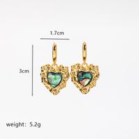 1 Pair Elegant Retro Oval Heart Shape Enamel Plating Inlay Copper Natural Stone Malachite Shell 18k Gold Plated Drop Earrings sku image 2