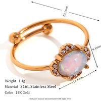 Simple Style Classic Style Oval Water Droplets Heart Shape Stainless Steel Plating Inlay Opal 18k Gold Plated Open Rings sku image 1