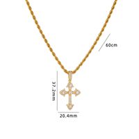 Retro Cross Copper Inlay Zircon Pendant Necklace main image 5