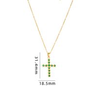 Retro Cross Copper Inlay Zircon Pendant Necklace sku image 18