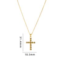 Retro Cross Copper Inlay Zircon Pendant Necklace sku image 15