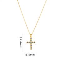 Retro Cross Copper Inlay Zircon Pendant Necklace sku image 16