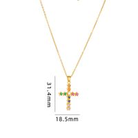 Retro Cross Copper Inlay Zircon Pendant Necklace sku image 17