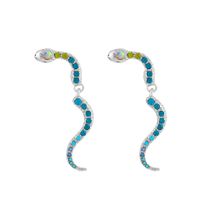 1 Paire Style Classique Serpent Placage Incruster Alliage Pierres Précieuses Artificielles Boucles D'oreilles sku image 1