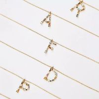 Classic Style Letter Copper Plating Inlay Artificial Gemstones Pendant Necklace main image 6