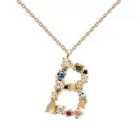 Classic Style Letter Copper Plating Inlay Artificial Gemstones Pendant Necklace sku image 1