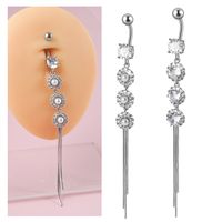 Casual Geometric Stainless Steel Inlay Zircon Belly Ring main image 1