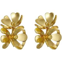 1 Paire Style Classique Fleur Placage Métal Des Boucles D'oreilles main image 3