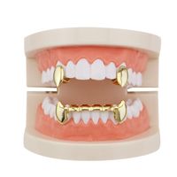 Vampire Fangs Fangs Grills18k Gold-plated Glossy Gold Teeth For Men And Women Hip Hop Tooth Socket Metal Dentures main image 1