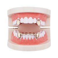 Vampire Fangs Fangs Grills18k Gold-plated Glossy Gold Teeth For Men And Women Hip Hop Tooth Socket Metal Dentures main image 4