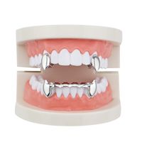 Vampire Fangs Fangs Grills18k Gold-plated Glossy Gold Teeth For Men And Women Hip Hop Tooth Socket Metal Dentures main image 5
