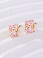 1 Pair Elegant Square Plating Inlay Metal Brass Zircon Gold Plated Ear Studs main image 10