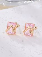 1 Pair Elegant Square Plating Inlay Metal Brass Zircon Gold Plated Ear Studs main image 9