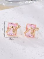 1 Pair Elegant Square Plating Inlay Metal Brass Zircon Gold Plated Ear Studs main image 8