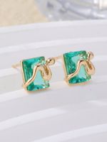 1 Pair Elegant Square Plating Inlay Metal Brass Zircon Gold Plated Ear Studs main image 6