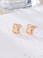 1 Pair Elegant Square Plating Inlay Metal Brass Zircon Gold Plated Ear Studs main image 4