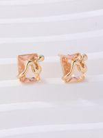 1 Pair Elegant Square Plating Inlay Metal Brass Zircon Gold Plated Ear Studs main image 3