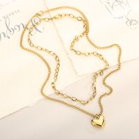 Stainless Steel Titanium Steel 18K Gold Plated Casual Modern Style Plating Heart Shape Layered Necklaces main image 5